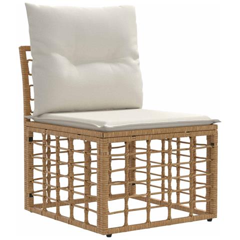 Set Divano da Giardino 6 pz Naturale e Bianco Crema polyrattan - Foto 2