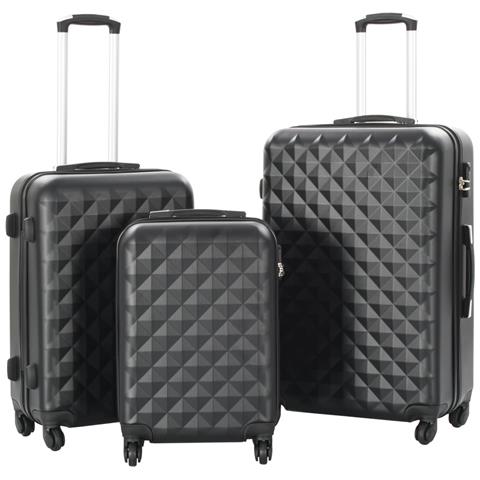 Set Trolley a Custodia Rigida 3 pz Nero in ABS - Foto 1