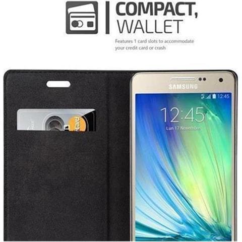 Custodia Compatibile Con Samsung Galaxy A5 2015 In Nero Di Notte - Coperchio Protettiva Con Chiusura Magnetica, Funzione Stand E Tasca Per Le Carte - Foto 5