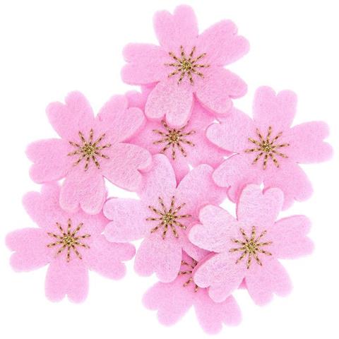 8 Coriandoli Fiori Di Ciliegio, Feltro Rosa Scuro - Foto 1