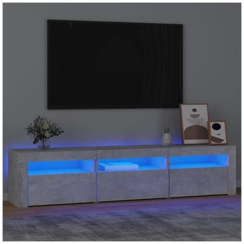 Mobile Porta TV con Luci LED Grigio Cemento 180x35x40 cm - Foto 11