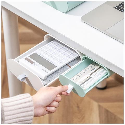 Mini Portaoggetti Da Scrivania Autoadesivo Nascosto, Tasche Portapenne Nascoste Autoadesive, 19x10 Cm White S - Foto 9