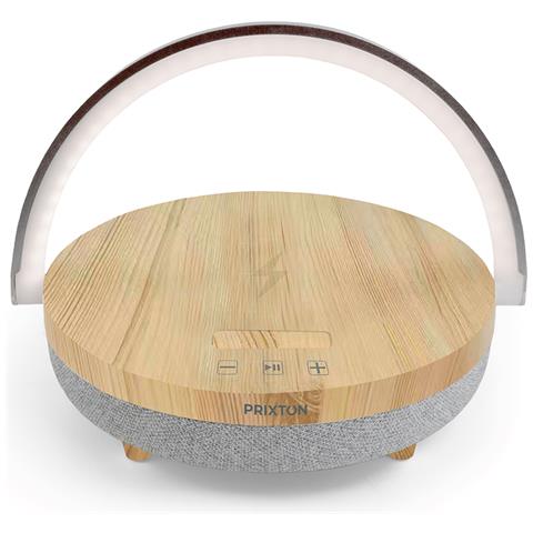 Lampada da Tavolo Led con Speaker da 10 Watt e Caricatore Wireless Touch Control 3 Livelli di Illuminazione Regolabili Colore Legno - Foto 1