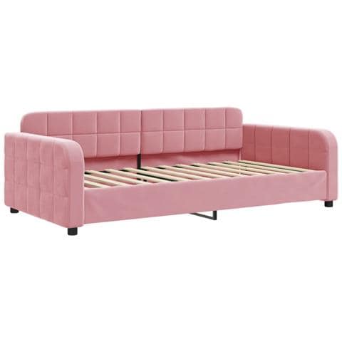 Divano Letto Estraibile Con Materassi Rosa 100x200 Cm Velluto - Foto 2