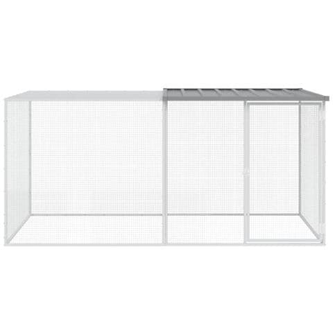 Gabbia Polli Tetto Grigio Chiaro 203x98x90 Cm Acciaio Zincato - Foto 2