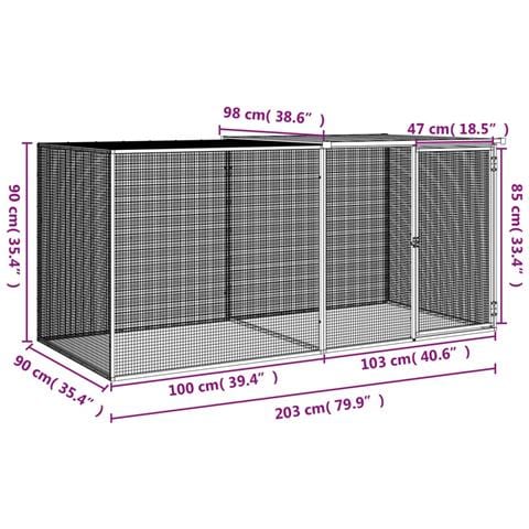 Gabbia Polli Tetto Grigio Chiaro 203x98x90 Cm Acciaio Zincato - Foto 7