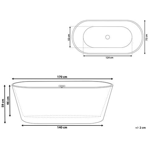 Vasca Da Bagno Freestanding Havana 170 X 73 Cm Nero /bianco - Foto 2