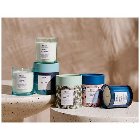 Set Di 3 Candele Profumate Cera Di Soia Salvia Sale Marino /oceano /aloha Orchidea Colorful Barrel - Foto 1