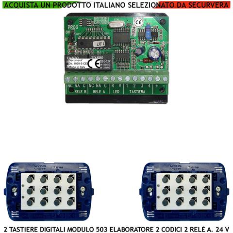 Tastiera Apri Porta Incasso Modulo 503 Ip44 2 Led Rosso Verde Kit 2 Tastiere Elaboratore Sv-kbc Alimentazione 24 Vcc 2 - Foto 1