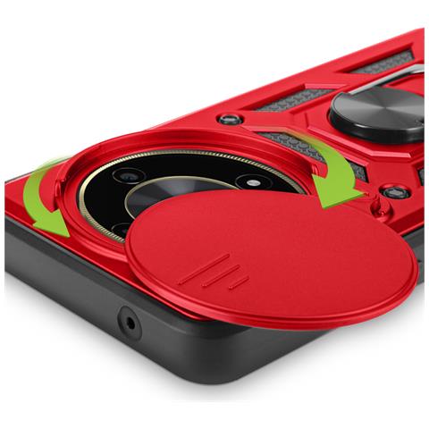 Cover Per Honor Magic 6 Lite 5g Anello Coprifotocamera Scorrevole, Rosso - Foto 5