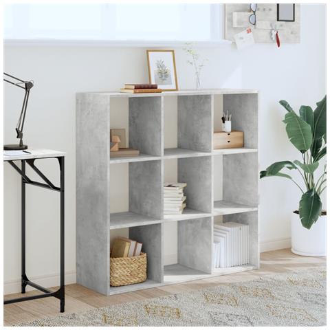 Libreria Grigio Cemento 102x32x102 Cm In Legno Multistrato - Foto 3