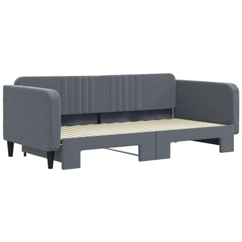 Divano Letto Con Letto Estraibile Grigio Scuro 100x200 Velluto - Foto 3