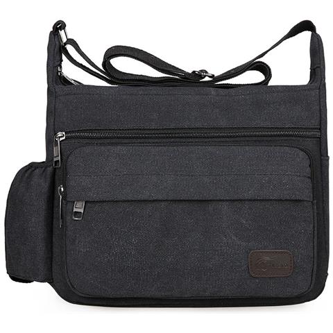 Borsa Tote Da Viaggio In Tela Con Tasche Multiple Black - Foto 1