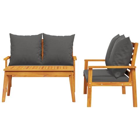 Set Mobili da Giardino 3pz con Cuscini Legno Massello di Acacia - Foto 10