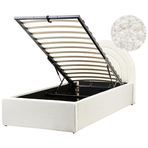 Letto Contenitore Per Bambini Bouclé Anet 90 X 200 Cm Bianco Sporco - Foto 2