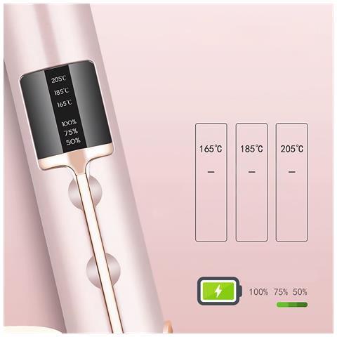 Piastra Per Capelli Senza Fili 2 In 1, Arricciatura E Lisciatura. Con 3 Livelli Di Potenza E Schermo Led Con Indicatore Di Carica. - Foto 2