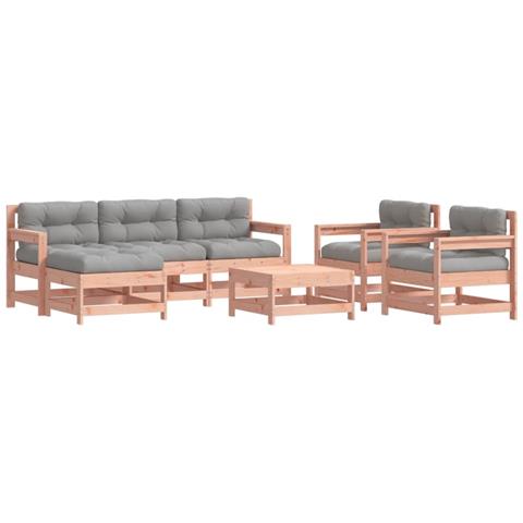 Set Divani Giardino 7 Pz Con Cuscini Legno Massello Di Douglas - Foto 2