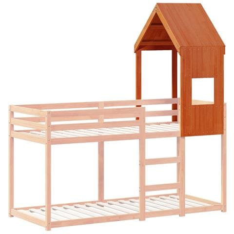 Tetto Letto Bambini Marrone Cera 55x84x132 Legno Massello Pino - Foto 3