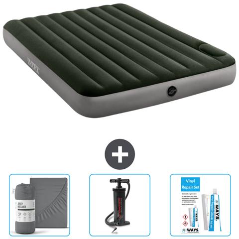 Set Materassino Gonfiabile - 203x152x25 Cm - Verde - Include Accessori Coordinati Cb11 - Foto 1
