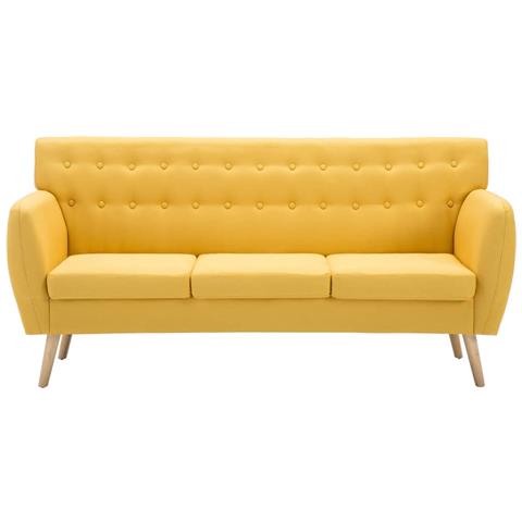 Divano A 3 Posti Rivestito In Tessuto 172x70x82 Cm Giallo - Foto 2