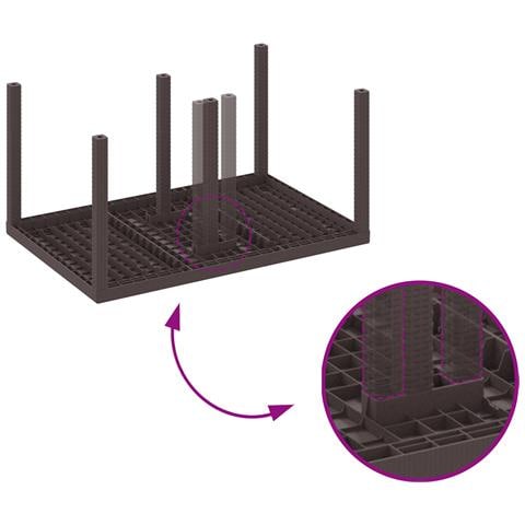 Set da Pranzo da Giardino 7 Pezzi Rattan Plastico Marrone - Foto 9