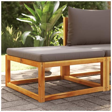 Poggiapiedi Giardino con Cuscino 65x65x29 Legno Massello Acacia - Foto 2