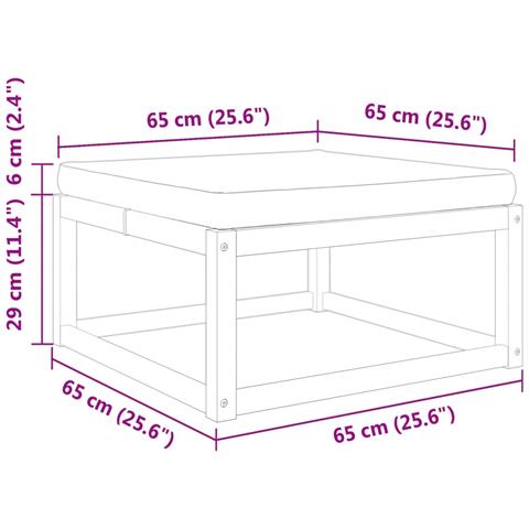 Poggiapiedi Giardino con Cuscino 65x65x29 Legno Massello Acacia - Foto 9