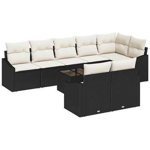 Set di divani da giardino con 8 pezzi e cuscini in polyrattan marrone - Foto 1