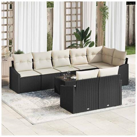 Set di divani da giardino con 8 pezzi e cuscini in polyrattan marrone - Foto 2