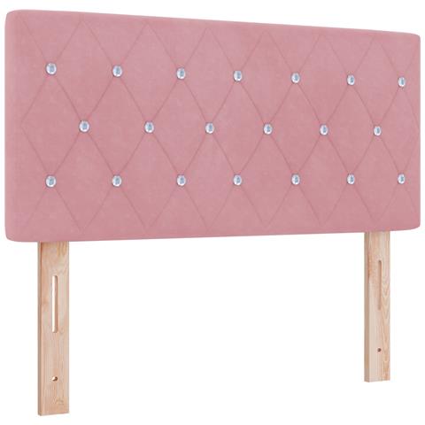 Testiera con bottoni in cristallo imbottita Rosa 90 cm in velluto - Foto 1