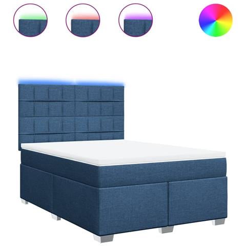 Giroletto a Molle con Materasso Blu 140x190 cm in Tessuto - Foto 1