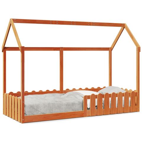 Giroletto Casetta Bambini Marrone Cera 80x200 cm Massello Pino - Foto 1