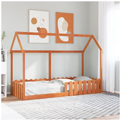 Giroletto Casetta Bambini Marrone Cera 80x200 cm Massello Pino - Foto 2