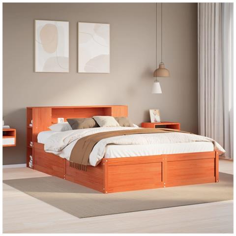 Giroletto senza Materasso Marrone Cera 150x200 cm Legno di Pino - Foto 2