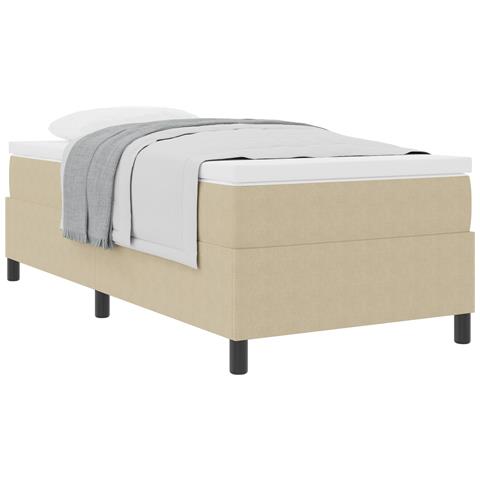 Letto con Rete e Materasso Verde Chiaro Grigio 80x200 cm in Tessuto di Panna - Foto 1