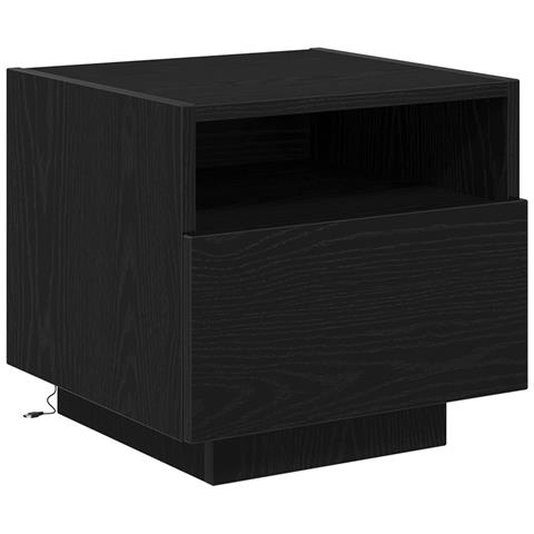 Comodino con luci LED Nero Rovere 40x39x37 cm - Foto 1