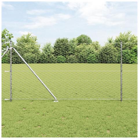Recinzione Esagonale 1.4x25 m Acciaio Zincato, Posti per Recinzione con Picchetto 13 pz Ø32 mm 160 cm Acciaio Zincato - Foto 2