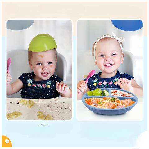 Piatti In Silicone Per Bambini Con Ventosa E Coperchio 2 Pezzi - Foto 2