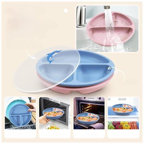 Piatti In Silicone Per Bambini Con Ventosa E Coperchio 2 Pezzi - Foto 6