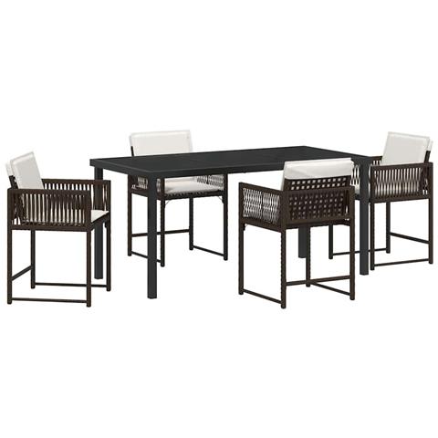 Set da Pranzo per Giardino 5 pcs Marrone polyrattan - Foto 1