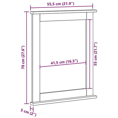 Specchio VIGO Bianco 55.5 x 5 x 70 cm Legno di pino massello - Foto 9