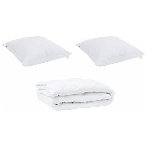 Piumone con cuscini Argyle 3 pcs Bianco 260 x 220 cm Microfibra - Foto 1