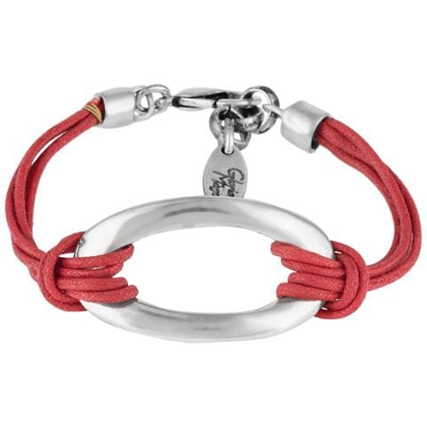 Bracciale In Cordino Rosso E Maglia Placcata Argento - Foto 1
