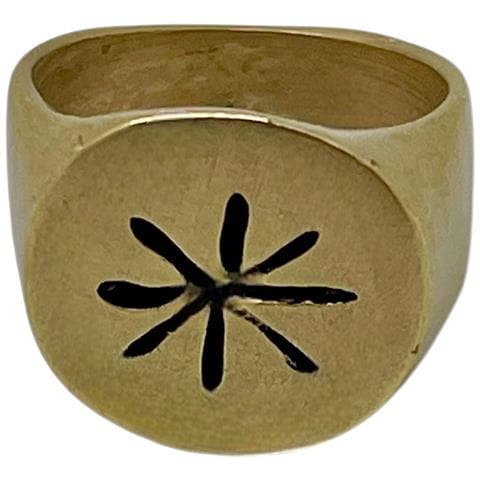 Anello Con Sigillo A Stella In Ottone Placcato Oro - Foto 2
