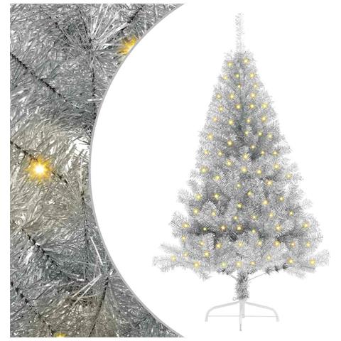 Albero di Natale artificiale con luci integrate Argento 120 cm - Foto 1