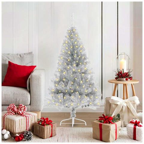 Albero di Natale artificiale con luci integrate Argento 120 cm - Foto 2