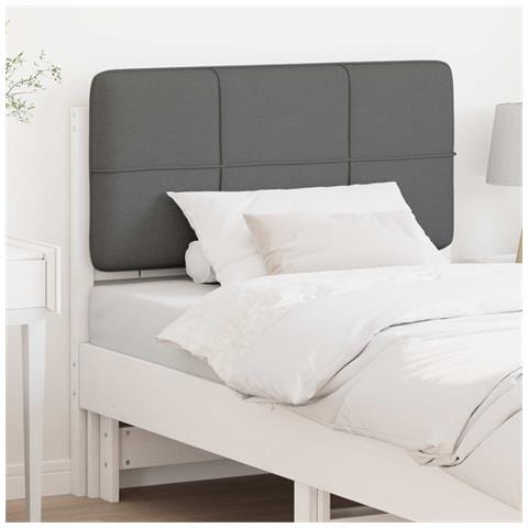 Testiera imbottita Bianco e grigio chiaro 100 cm Pino massello - Foto 2