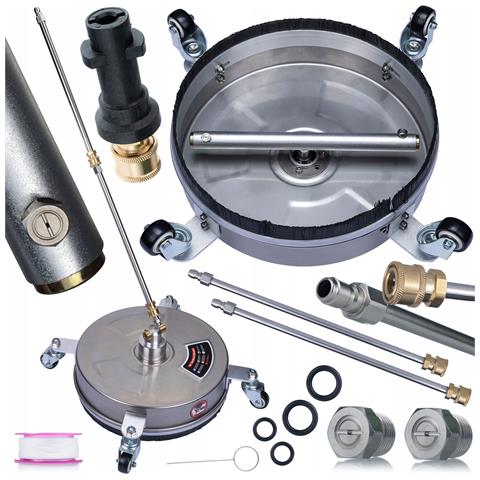 Set Di Accessori Per Pulizia Compatibile Con Idropulitrice Kärcher K2-k7 - Spazzola T-racer Mosmatic, Adattatore Bayonet 1/4"", 275 Bar, Acciaio Inox - Foto 1