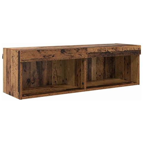 Set di Mobiletto da TV a Parete con led 5 pcs Legno vecchio - Foto 9