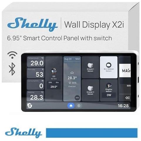 Pannello di Controllo X2i Smart Wi-Fi, Relè Integrato 5A, Richiede Neutro, Sensore LUX e sensore G, Altoparlanti Stereo, Alexa e Google, Home Assistant - Grigio - Foto 1